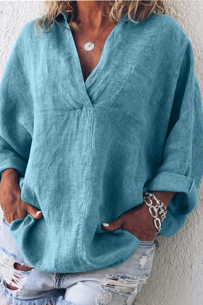 Casual Solid Patchwork Turndown Collar Blouses(5 Clolrs) Fashionpara