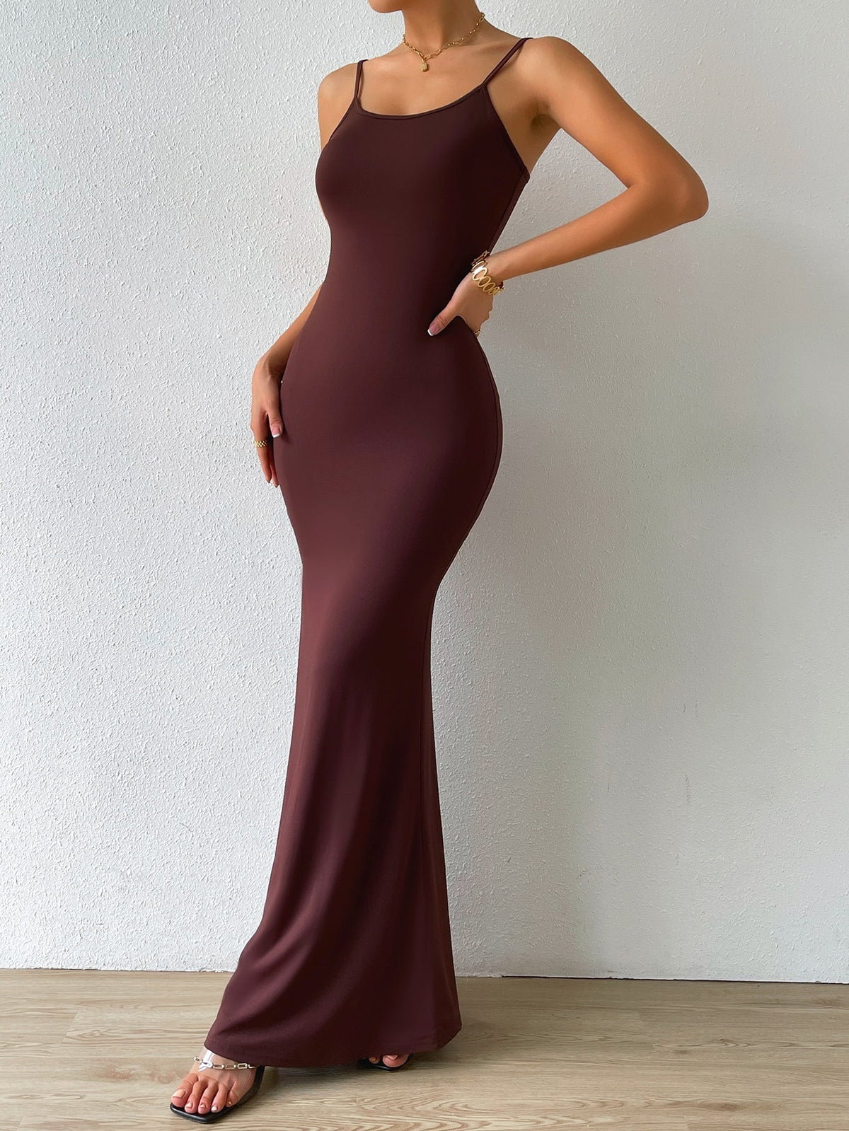 Scoop Neck Sleeveless Bodycon Mermaid Maxi Dress 6