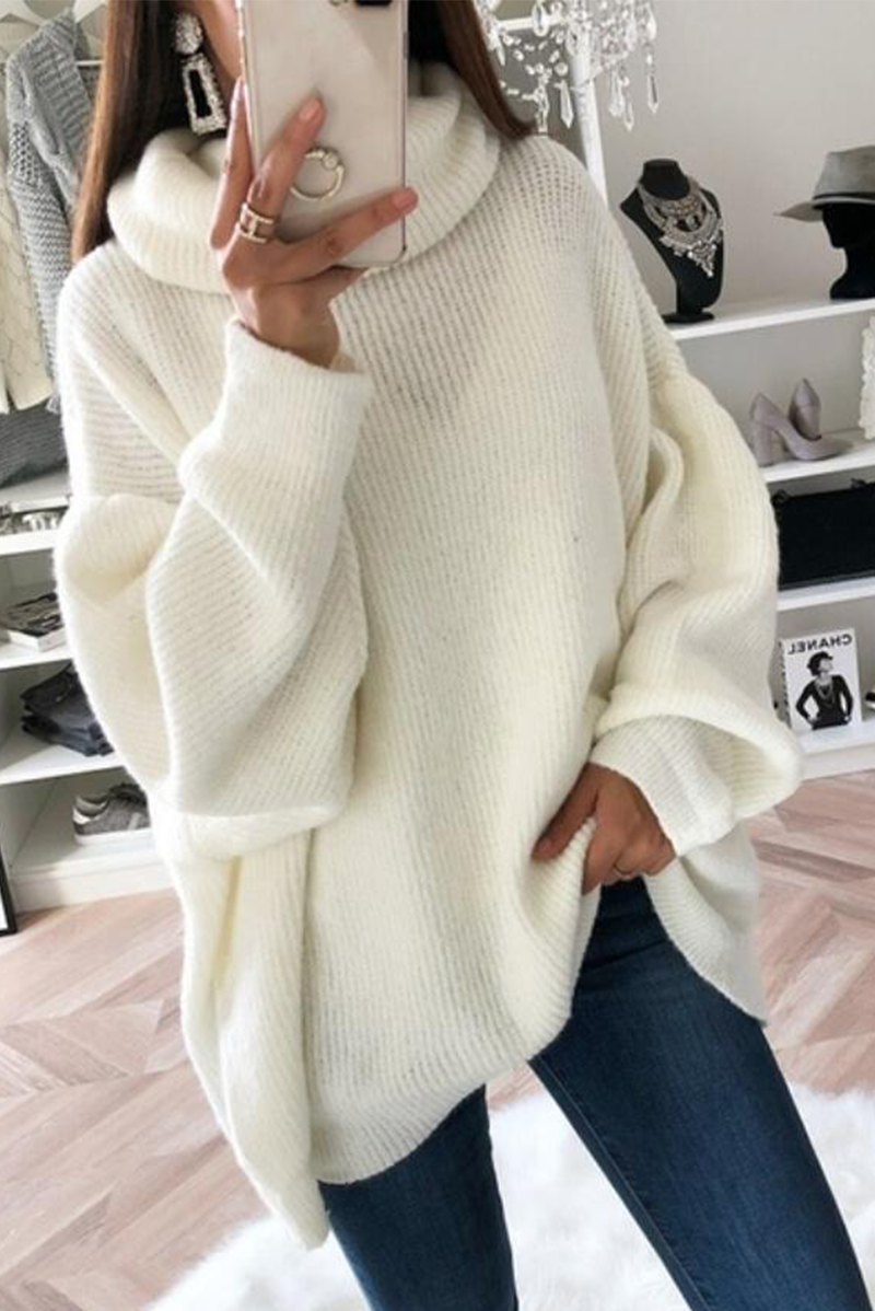 Florcoo Solid Patchwork Turtleneck Sweater in Five Colors