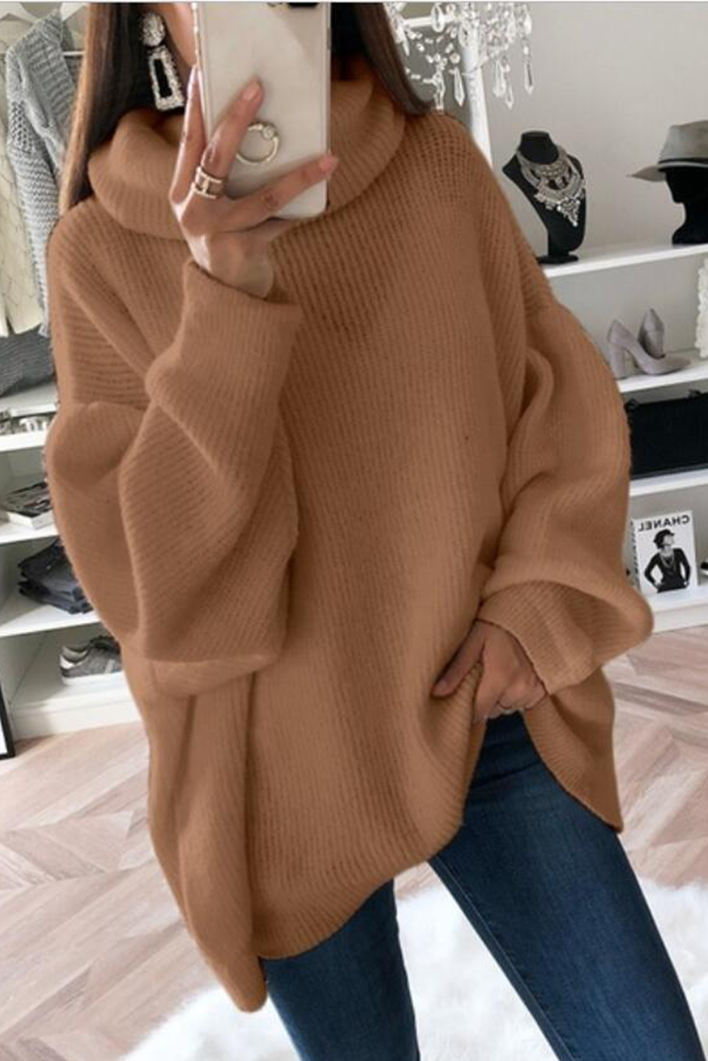 Florcoo Solid Patchwork Turtleneck Sweater in Five Colors