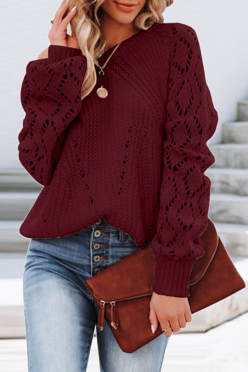 Florcoo Solid Patchwork O Neck Sweater in 7 Elegant Colors