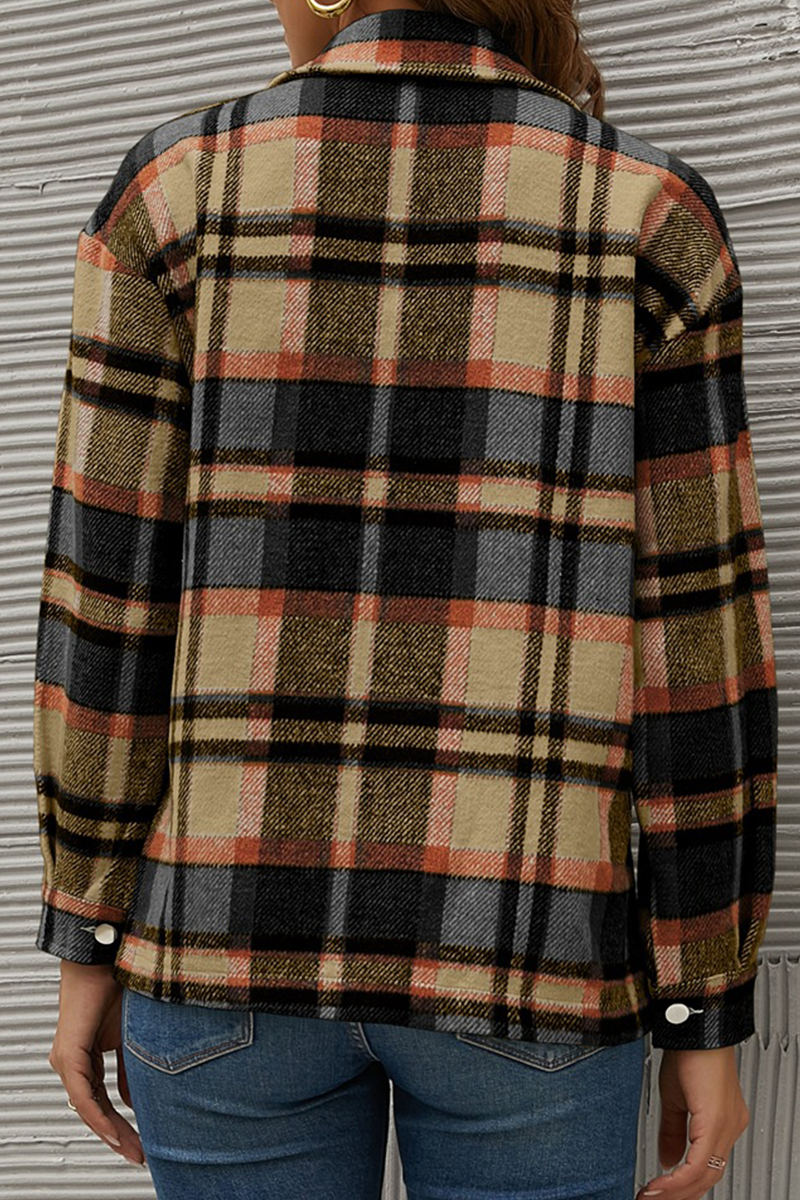 Casual Plaid Patchwork Turndown Collar Tops(6 colors) - Fashionpara