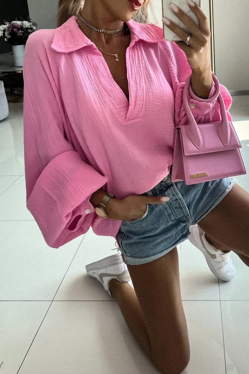 Casual Solid Patchwork Blouses (4 Colors) - Fashionpara