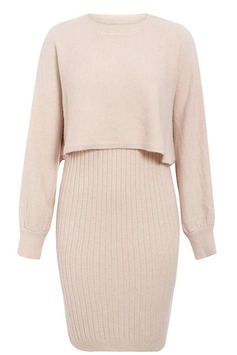 Casual Solid Patchwork O Neck Long Sleeve Two Pieces(3 colors) - Fashionpara