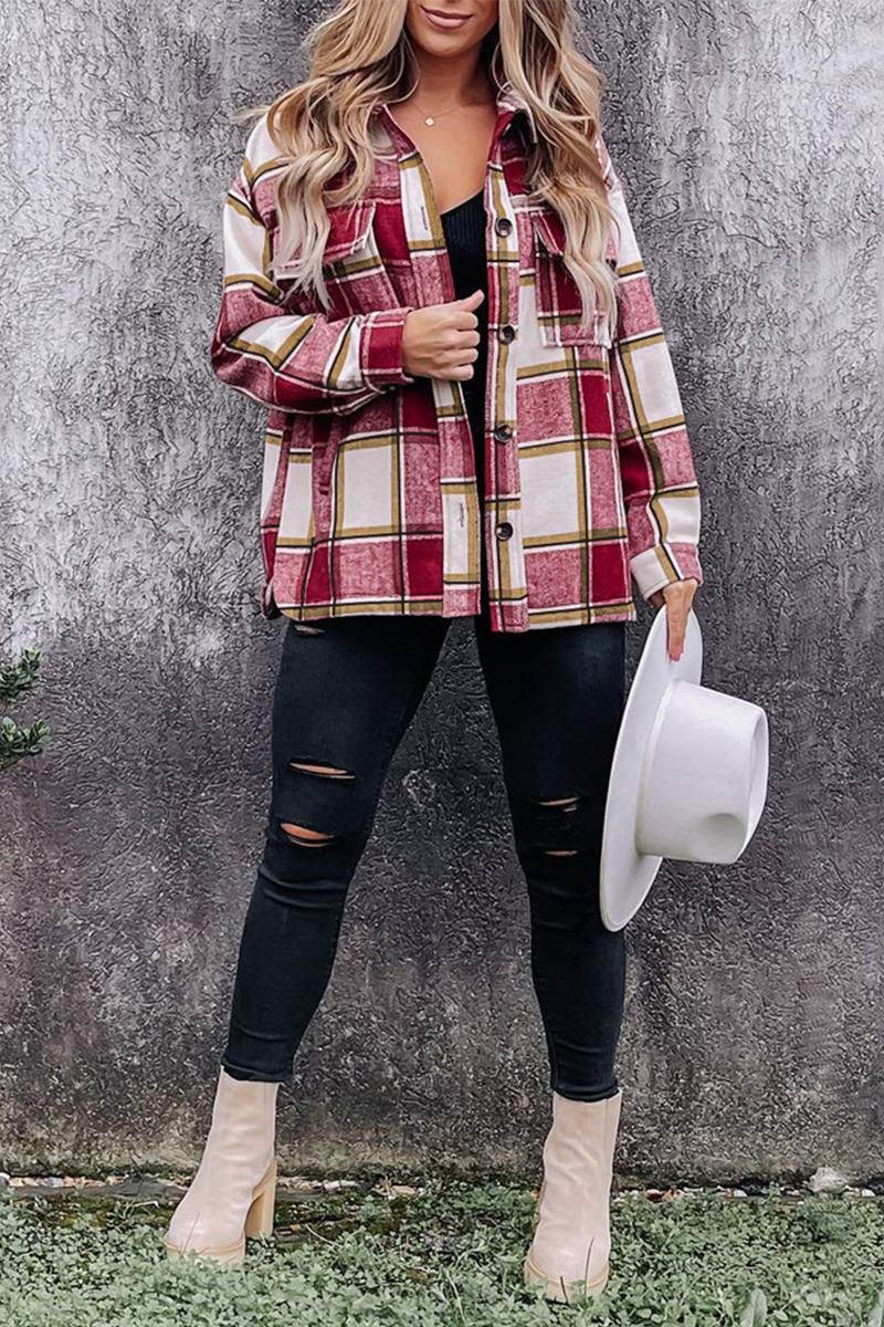 Casual Plaid Patchwork Turndown Collar Blouses(5 Colors) - Fashionpara