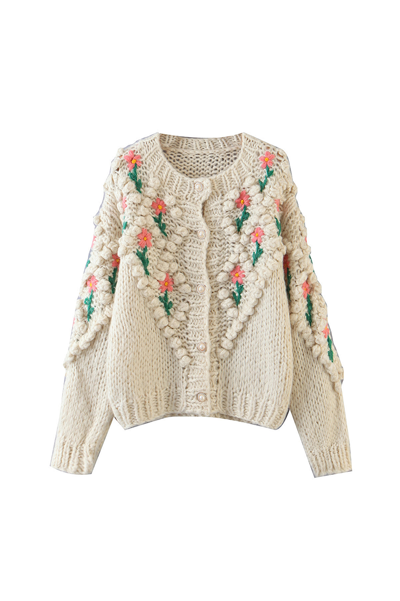 Casual Patchwork Hollowed Out Cardigan Collar Sweaters - Fashionpara