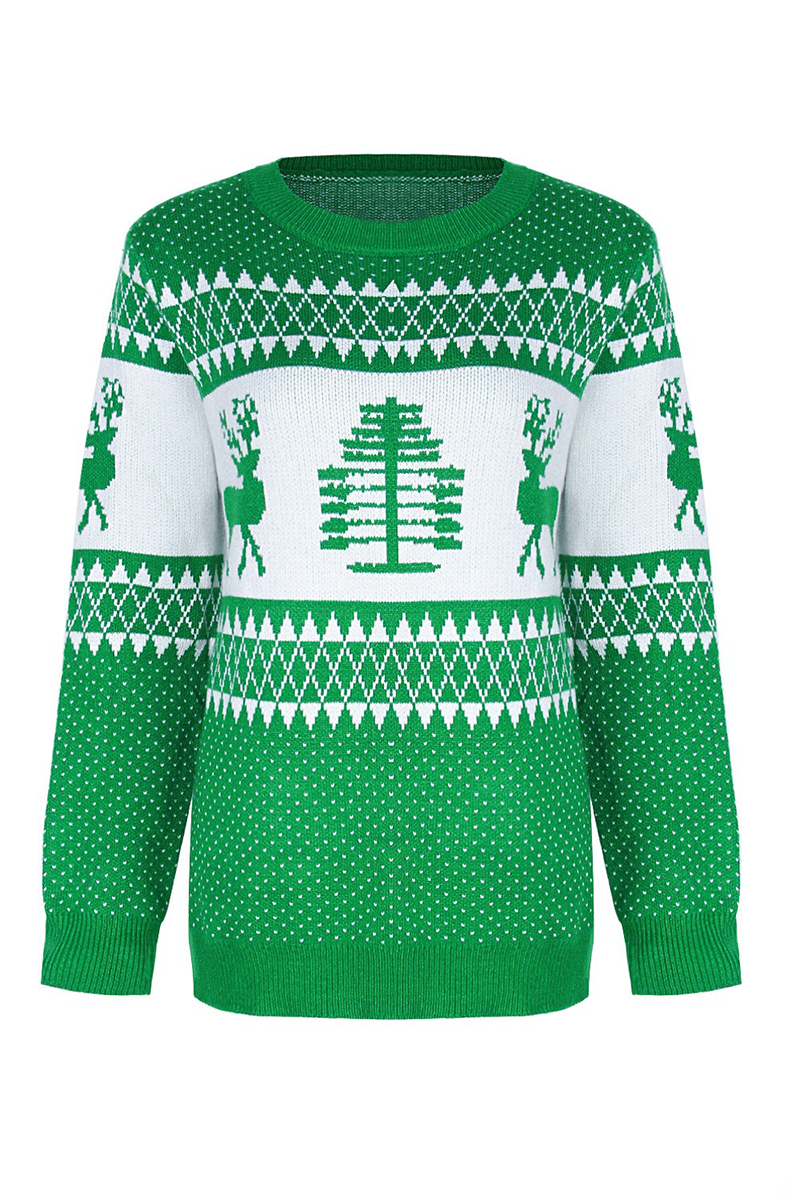 Casual Print Patchwork O Neck Sweaters (3 Colors) - Fashionpara