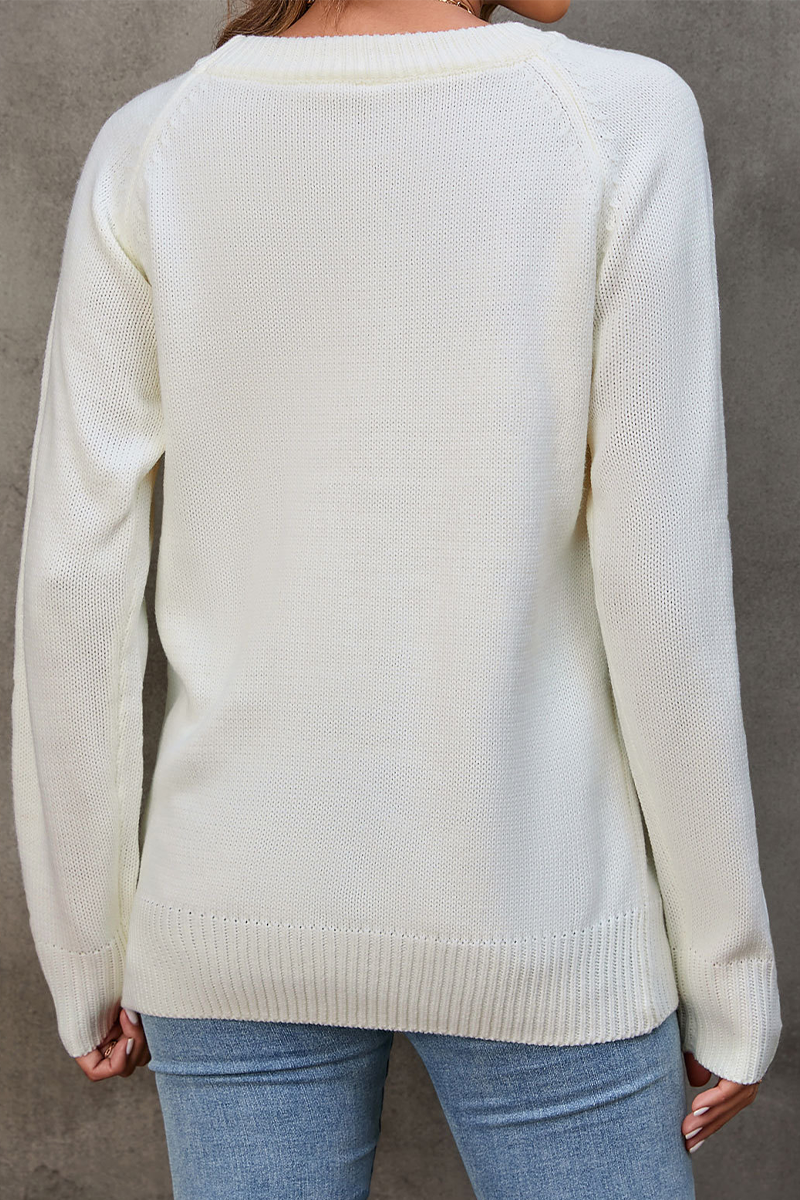 Florcoo Embroidered Patchwork O Neck Sweater for Casual Style