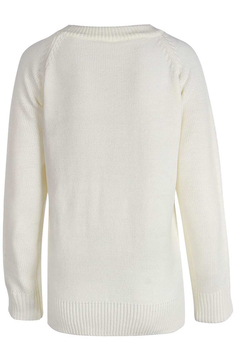 Florcoo Embroidered Patchwork O Neck Sweater for Casual Style