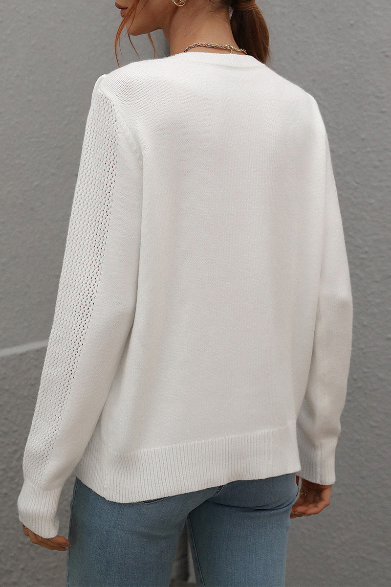 Florcoo Solid Tassel O Neck Sweater - Stylish Patchwork Design