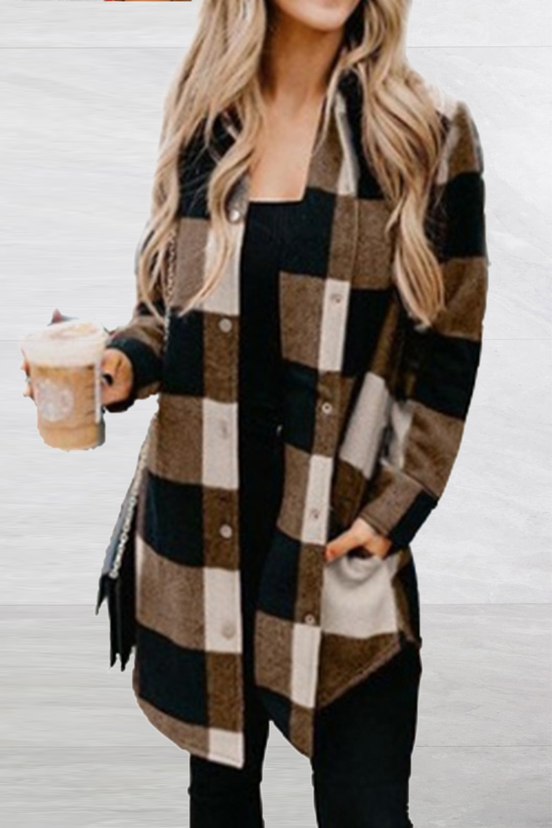 Casual Plaid Patchwork Turndown Collar Blouses(6 Colors)  Fashionpara