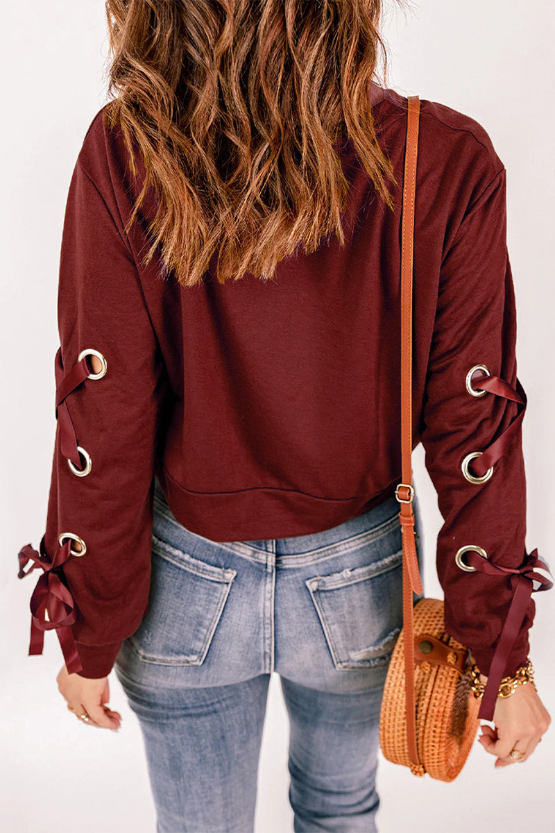 Fashion Casual Solid Bandage O Neck Hoodies(4 Colors) - Fashionpara