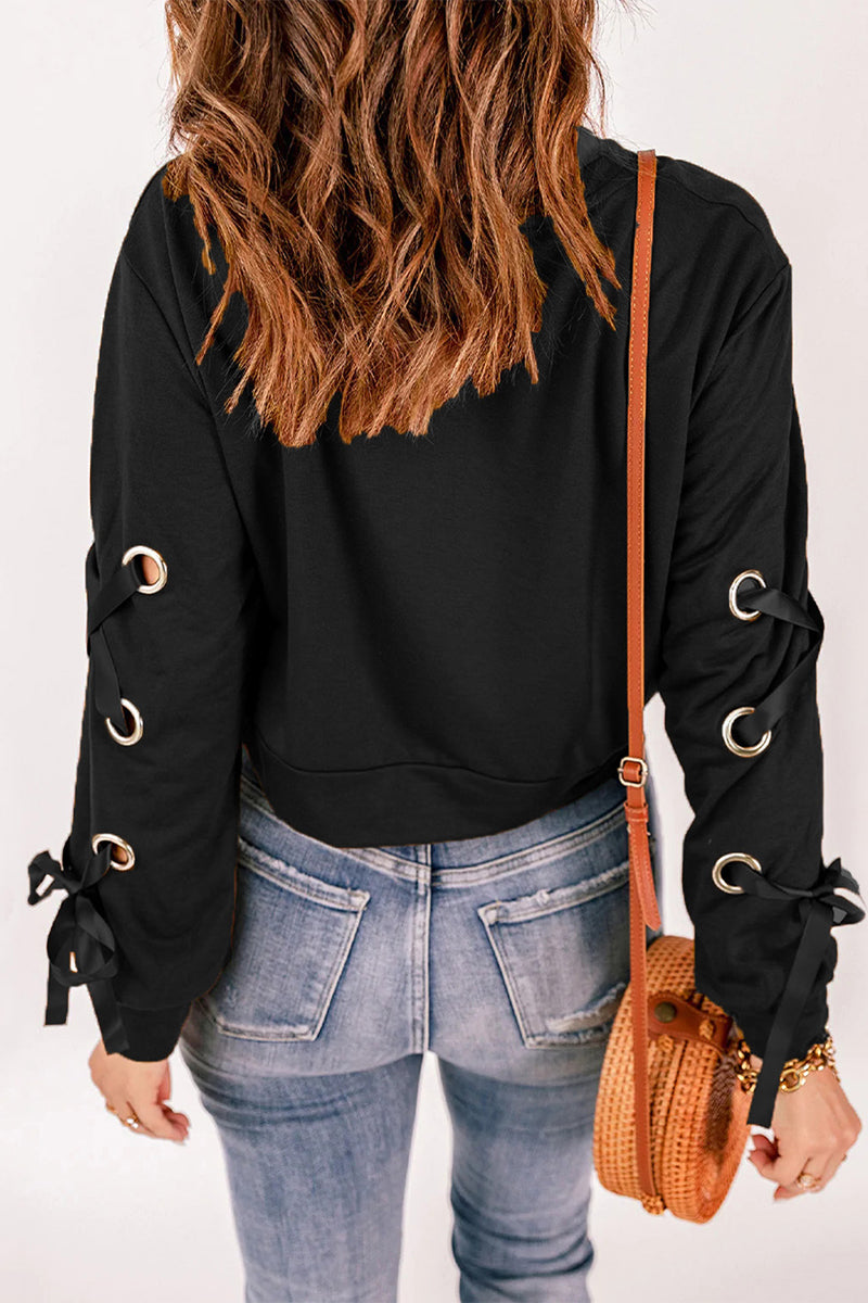 Fashion Casual Solid Bandage O Neck Hoodies(4 Colors) - Fashionpara