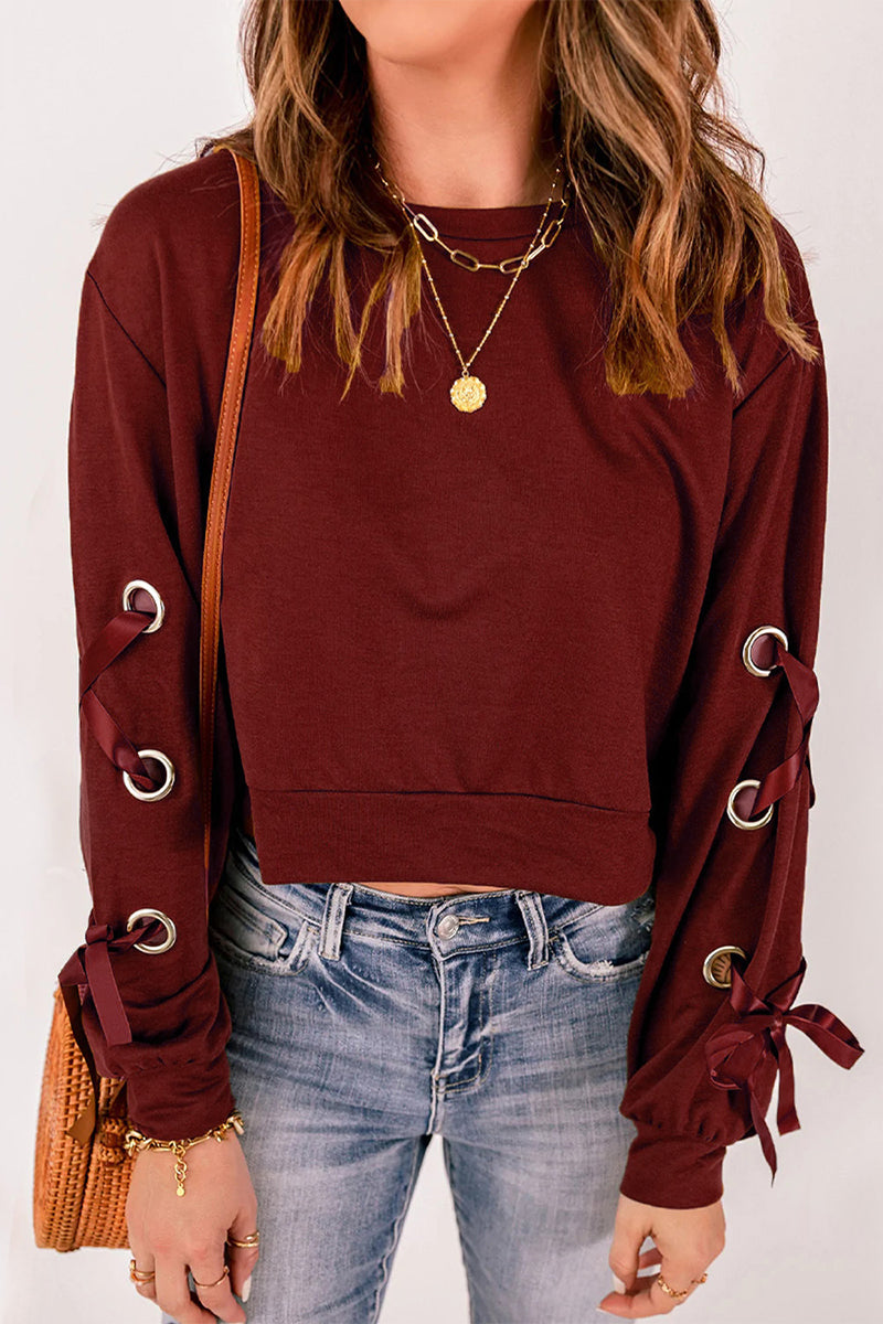 Fashion Casual Solid Bandage O Neck Hoodies(4 Colors) - Fashionpara