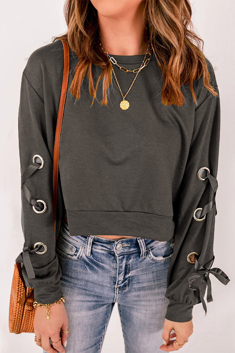 Fashion Casual Solid Bandage O Neck Hoodies(4 Colors) - Fashionpara