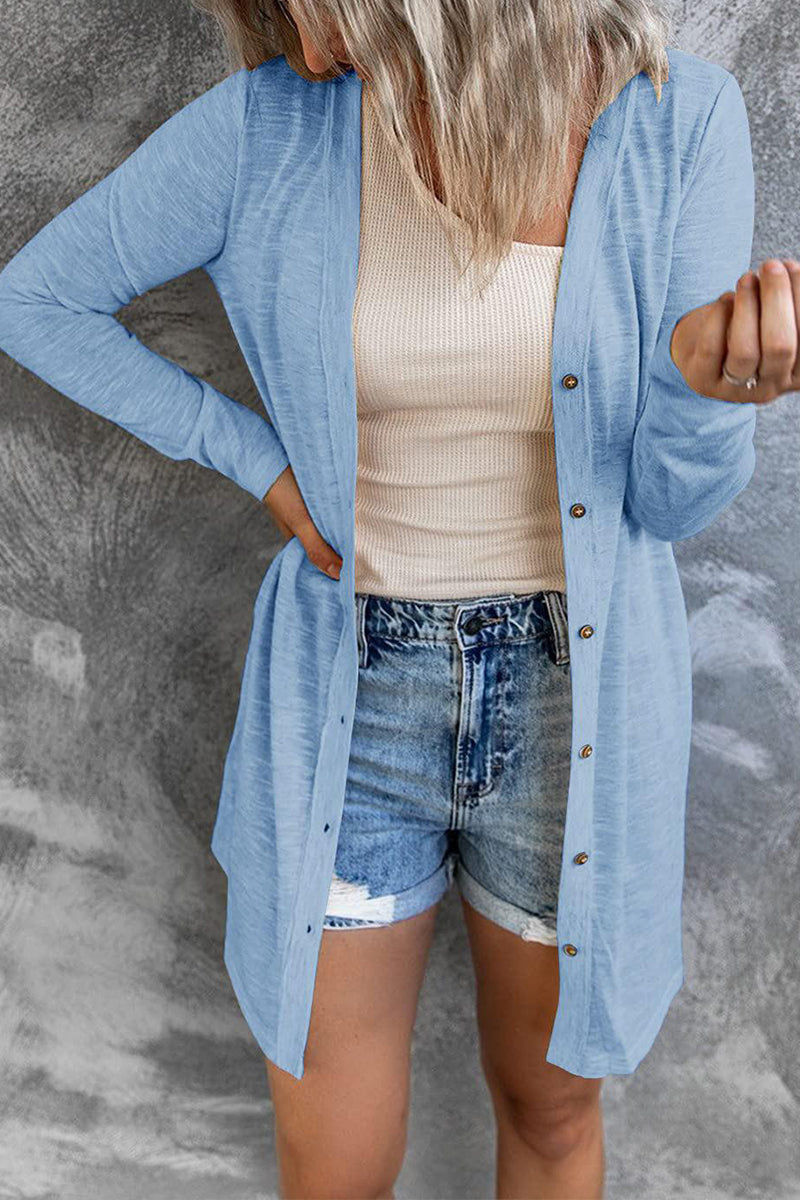 Fashion Solid Buttons O Neck Tops(5 Colors) - Fashionpara