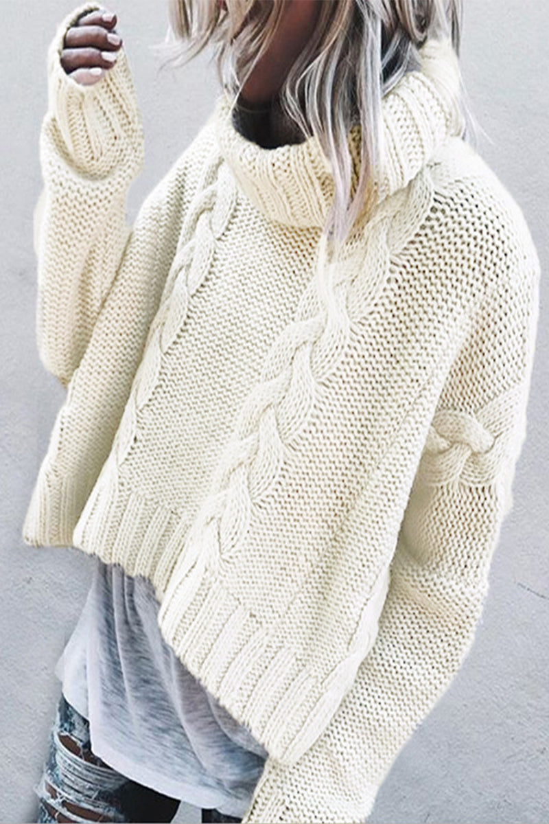 Casual Solid Pullovers Scarf Collar Sweaters(3 Colors) - Fashionpara