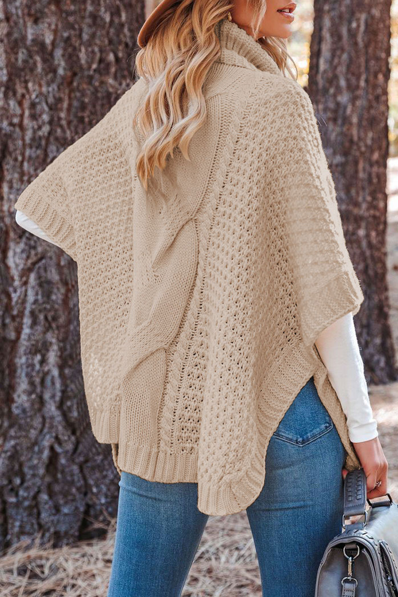 Florcoo Solid Patchwork Turtleneck Sweater in 3 Colors