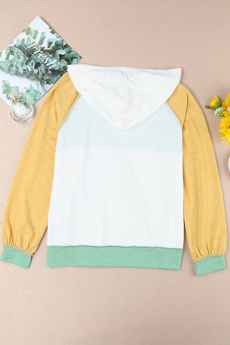 Fashion Color Block Contrast Mandarin Collar Hoodies - Fashionpara