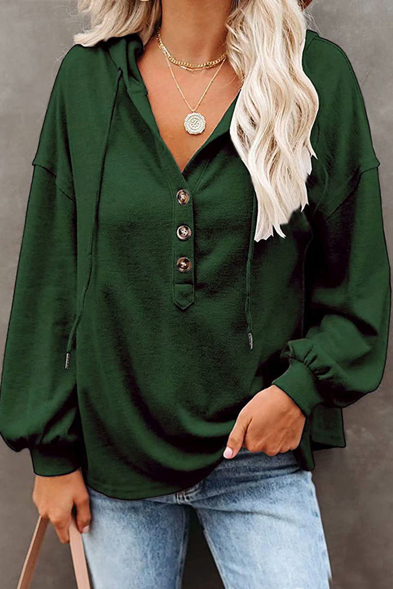 Casual Solid Frenulum V Neck Hoodies(11 Colors) - Fashionpara