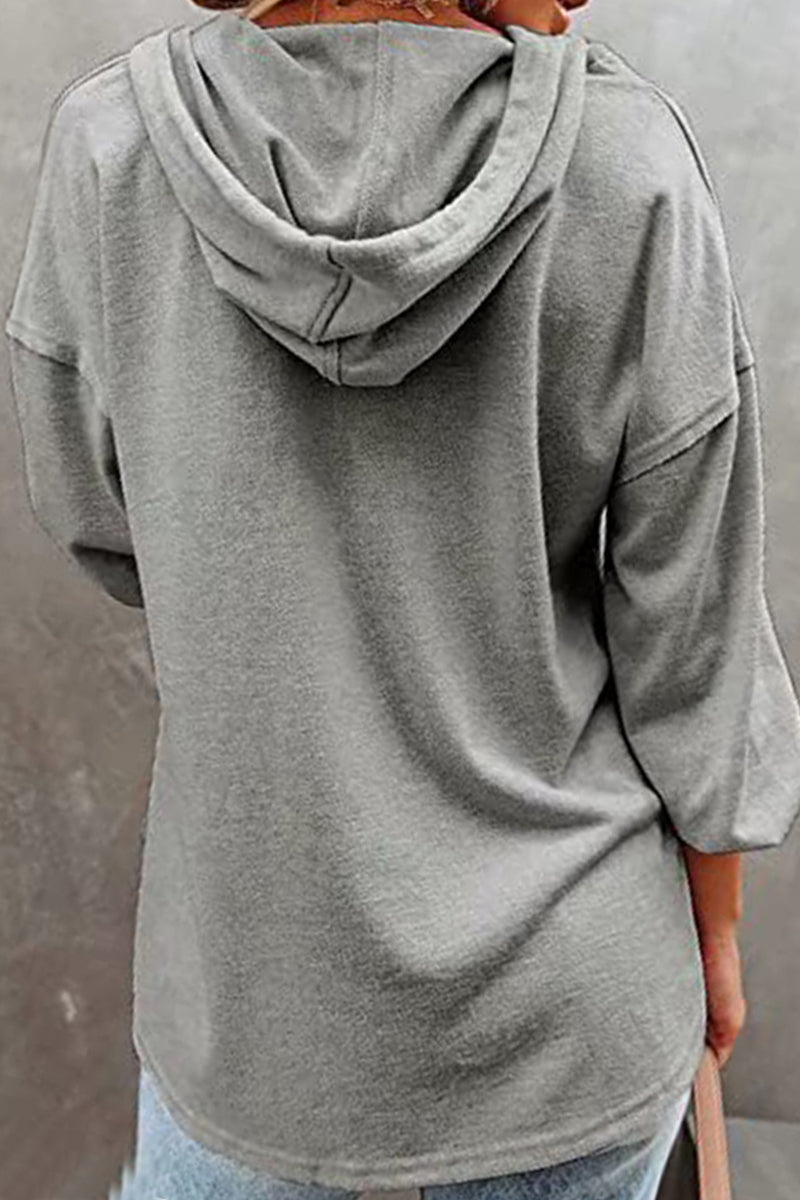 Casual Solid Frenulum V Neck Hoodies(11 Colors) - Fashionpara