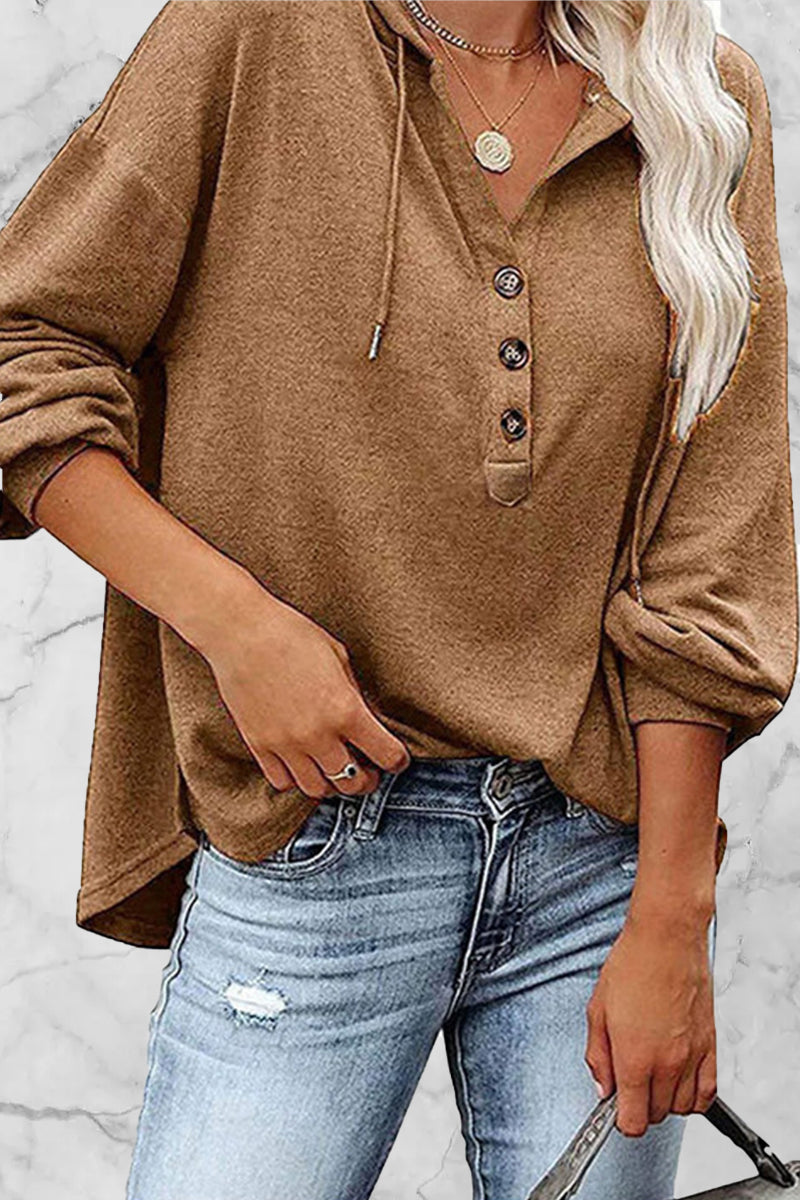 Casual Solid Frenulum V Neck Hoodies(11 Colors) - Fashionpara