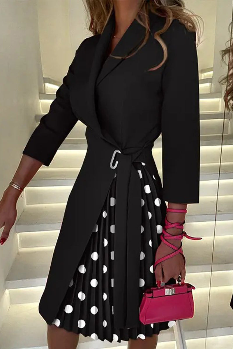 Fashion Patchwork Bandage V Neck A Line Dresses(4 Colors) - Fashionpara