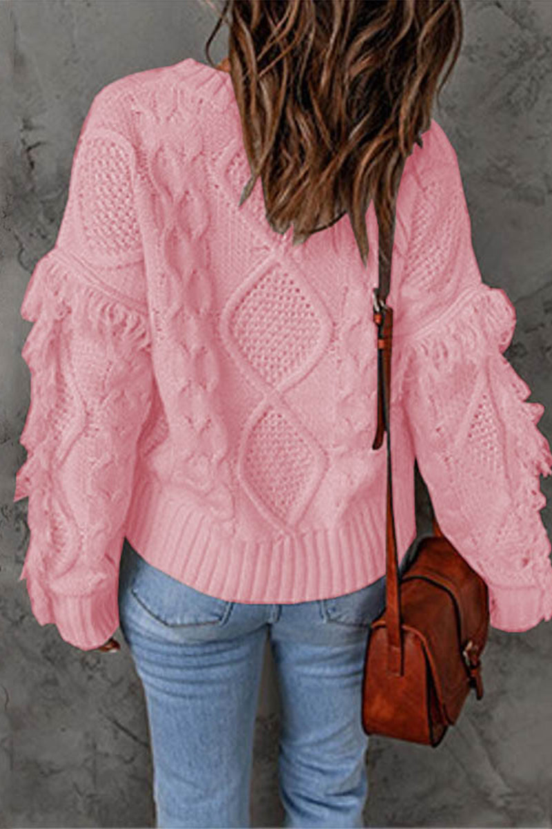 Elegant Solid Tassel O Neck Sweater in 8 Stunning Colors