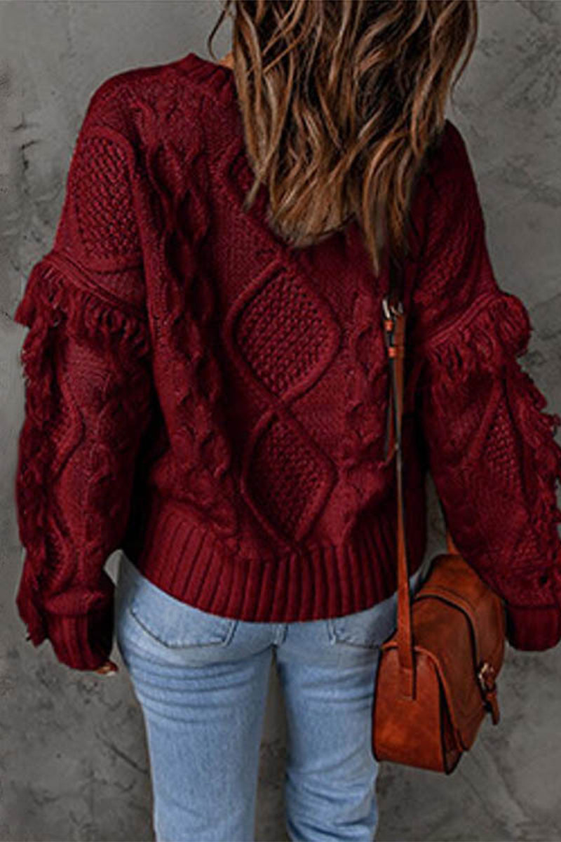 Elegant Solid Tassel O Neck Sweater in 8 Stunning Colors