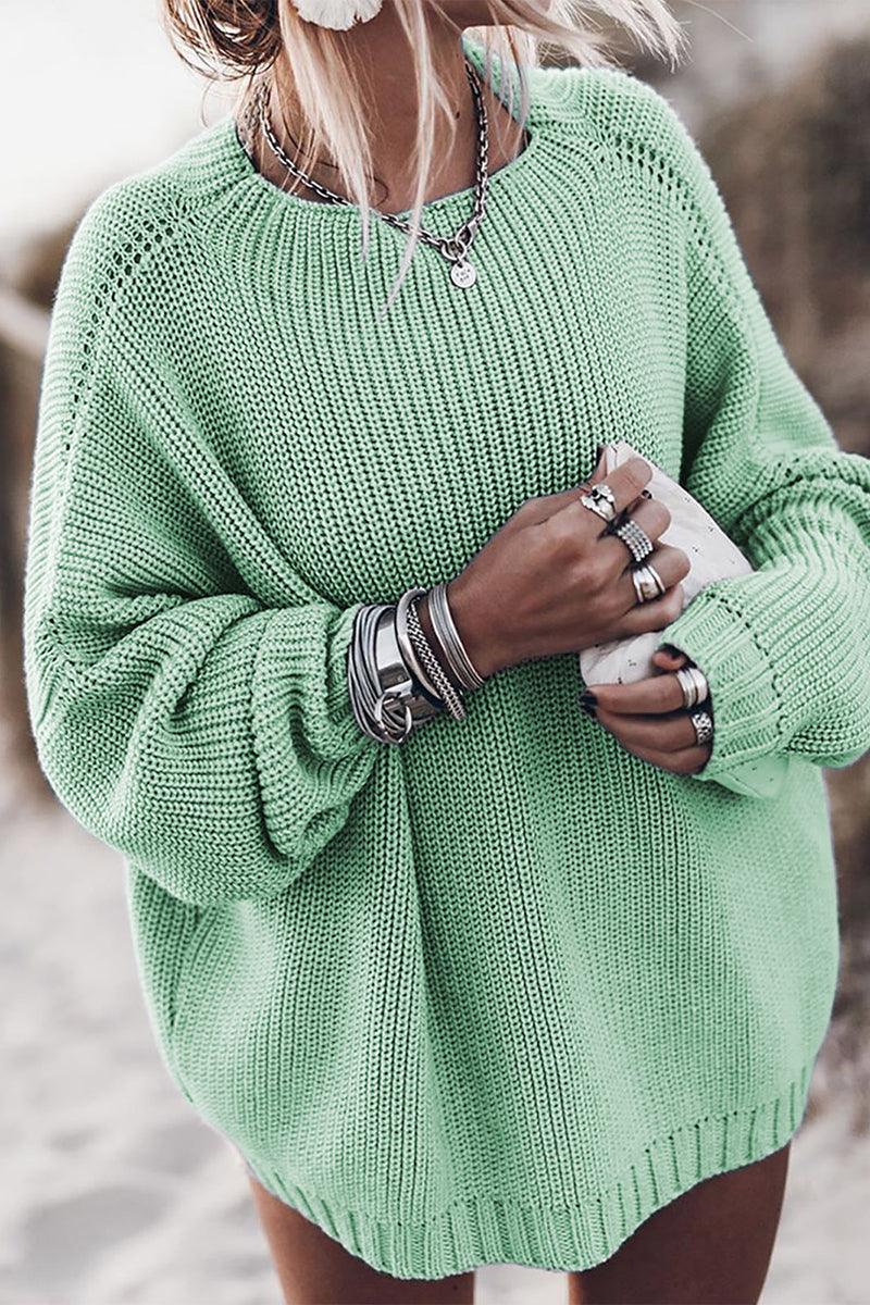 Casual Street Solid Solid Color O Neck Tops(6 Colors) - Fashionpara