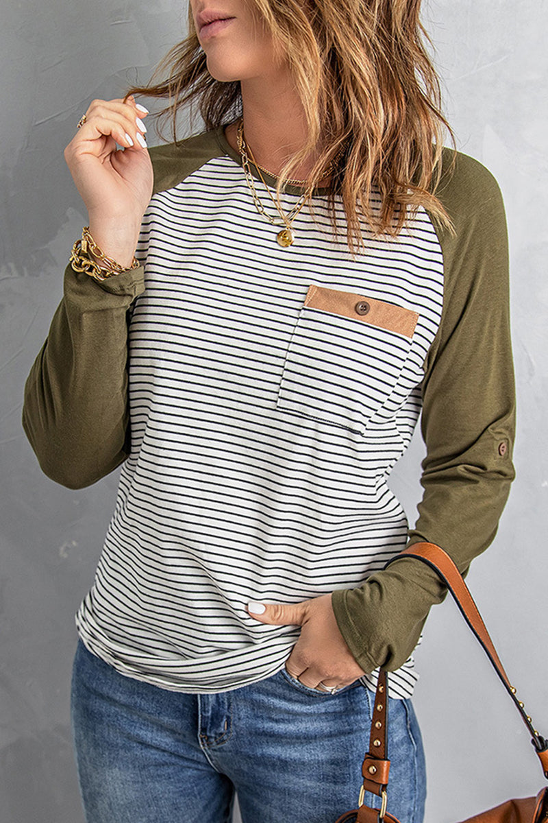Casual Patchwork O Neck Tops - Fashionpara