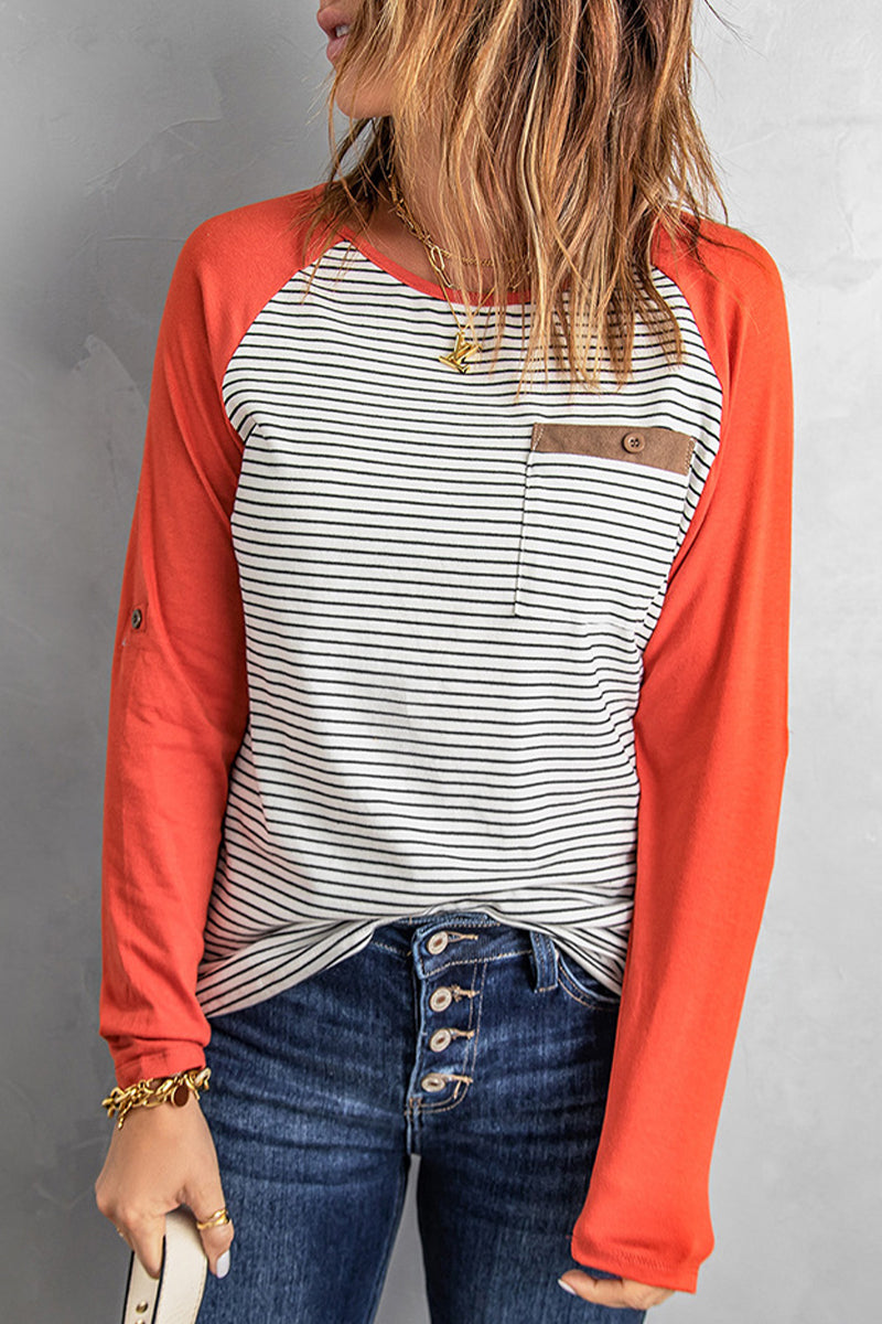 Casual Patchwork O Neck Tops - Fashionpara