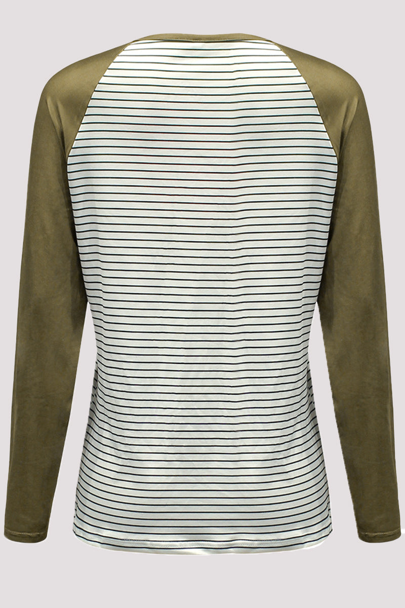 Casual Patchwork O Neck Tops - Fashionpara