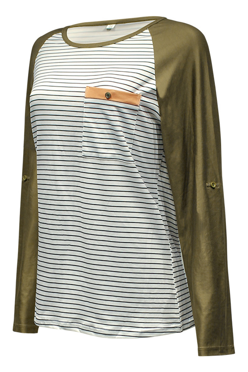 Casual Patchwork O Neck Tops - Fashionpara