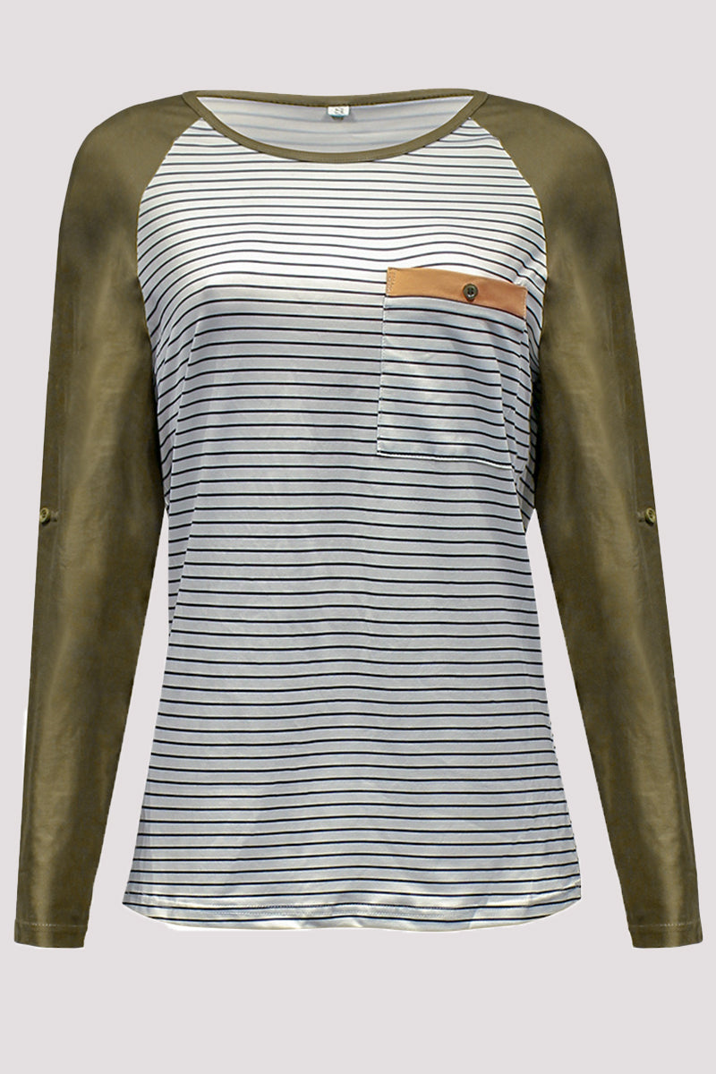 Casual Patchwork O Neck Tops - Fashionpara