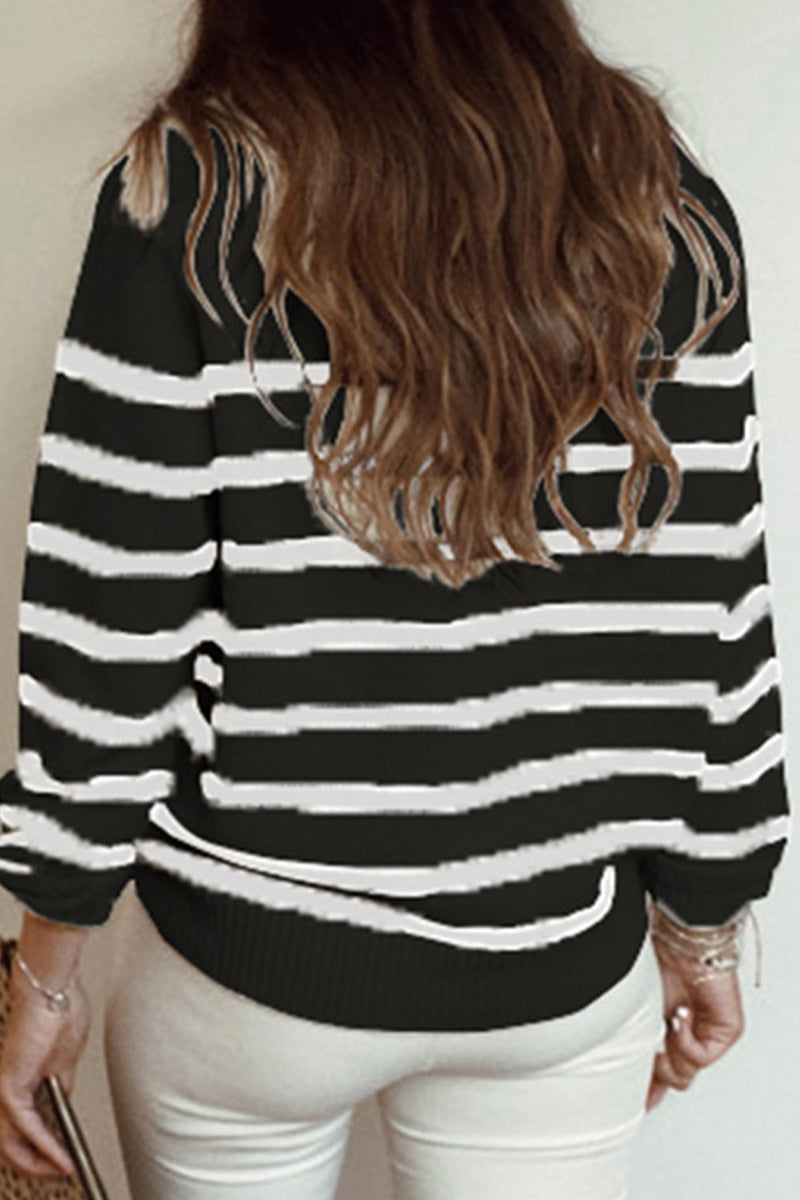 Casual Sportswear Striped Patchwork O Neck Sweaters(3 Colors) - Fashionpara