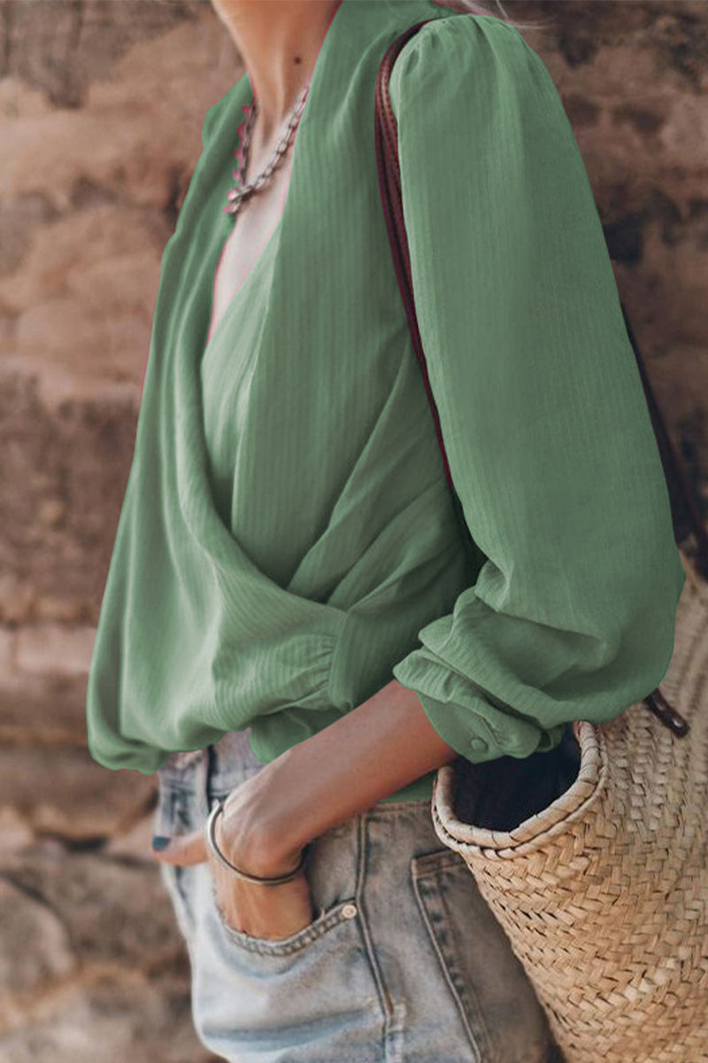 Casual Street Solid Color V Neck Tops(3 Colors) - Fashionpara