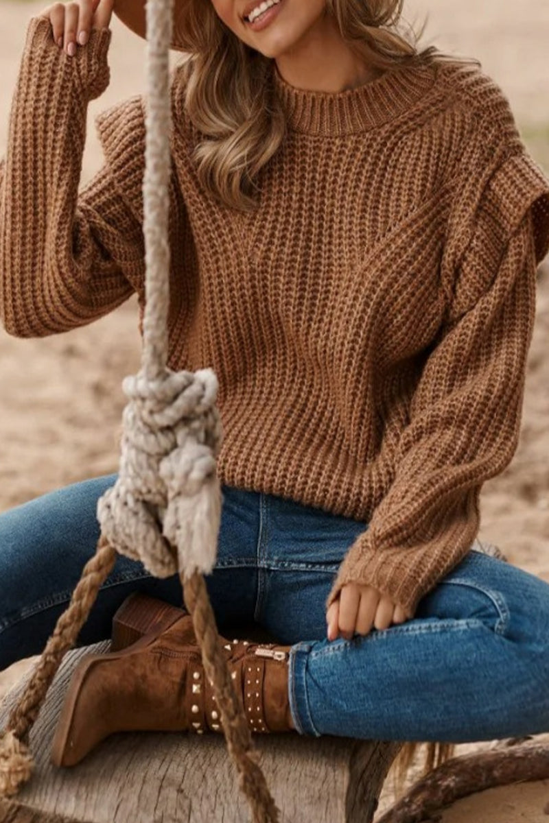 Sweet Elegant Solid Patchwork O Neck Sweaters(3 Colors) - Fashionpara