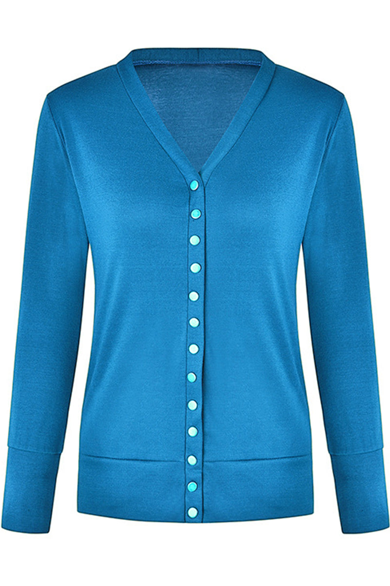 Casual Solid Buttons Solid Color Cardigan Collar Cardigans(11 Colors) - Fashionpara