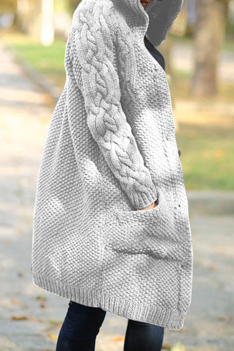 Solid Pocket Solid Color Hooded Collar Cardigans(8 Colors) - Fashionpara