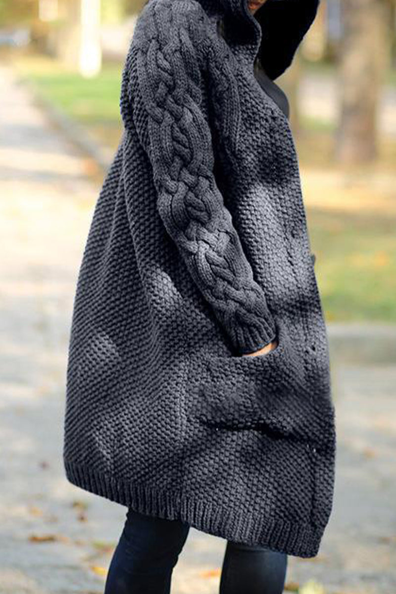 Solid Pocket Solid Color Hooded Collar Cardigans(8 Colors) - Fashionpara