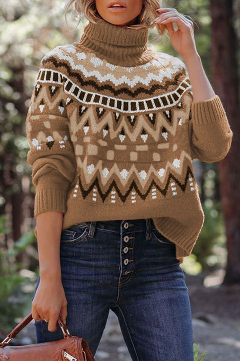 Florcoo Street Plaid Turtleneck Sweater - 4 Stylish Colors