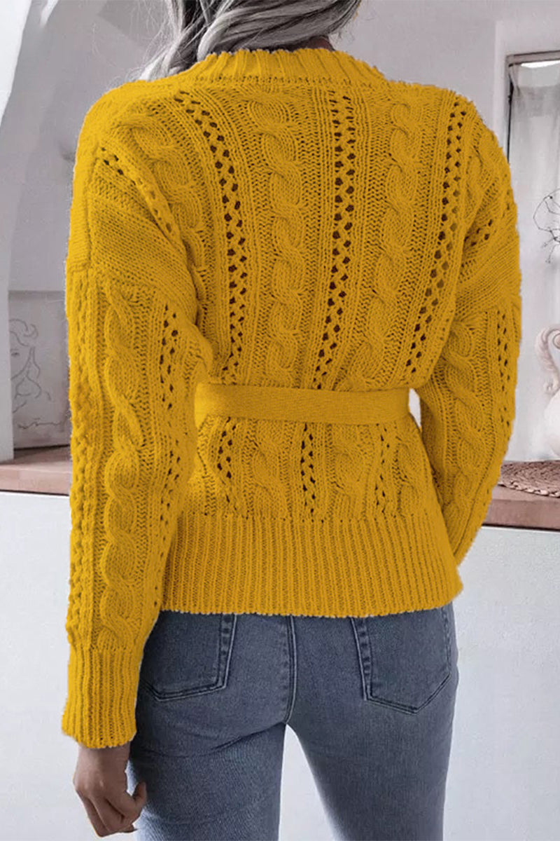 Florcoo Casual Hollowed Out Buckle Cardigan Top for Women