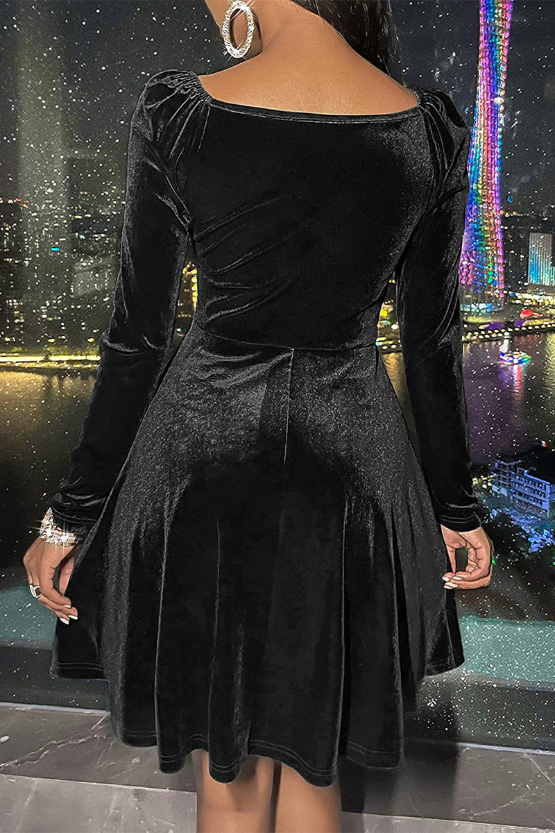 Celebrities Elegant Solid Solid Color V Neck A Line Dresses - Fashionpara