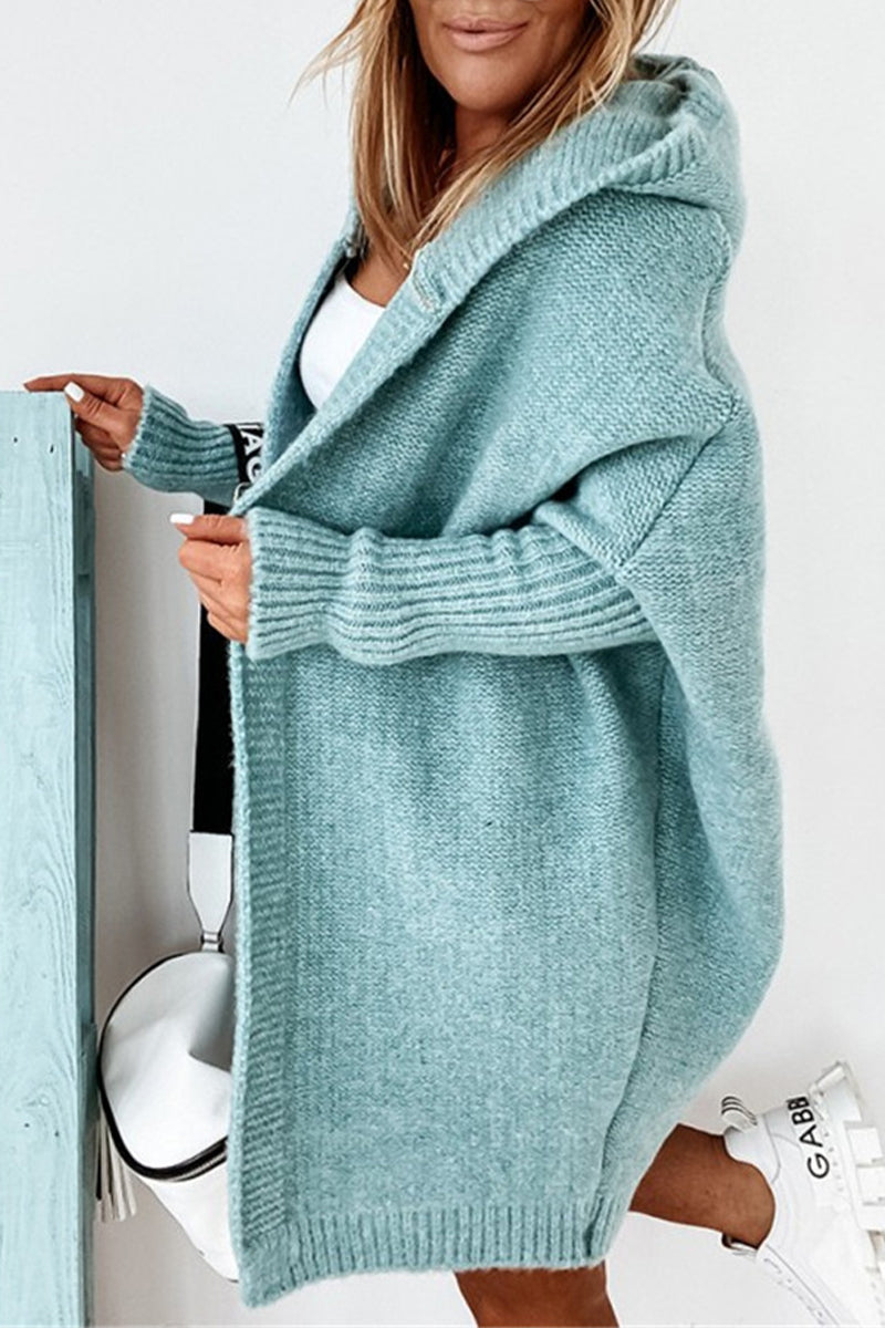 Street Solid Asymmetrical Hooded Cardigan for All Seasons