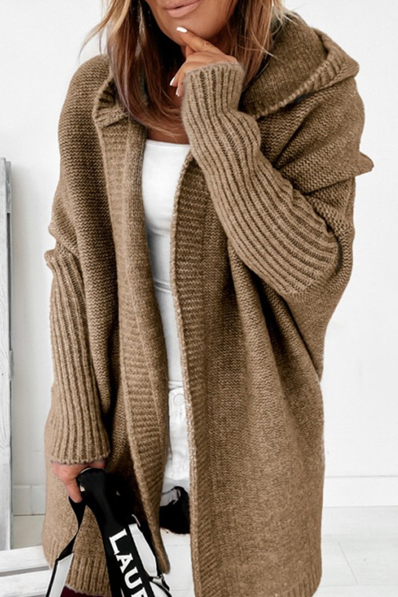Street Solid Asymmetrical Hooded Cardigan for All Seasons