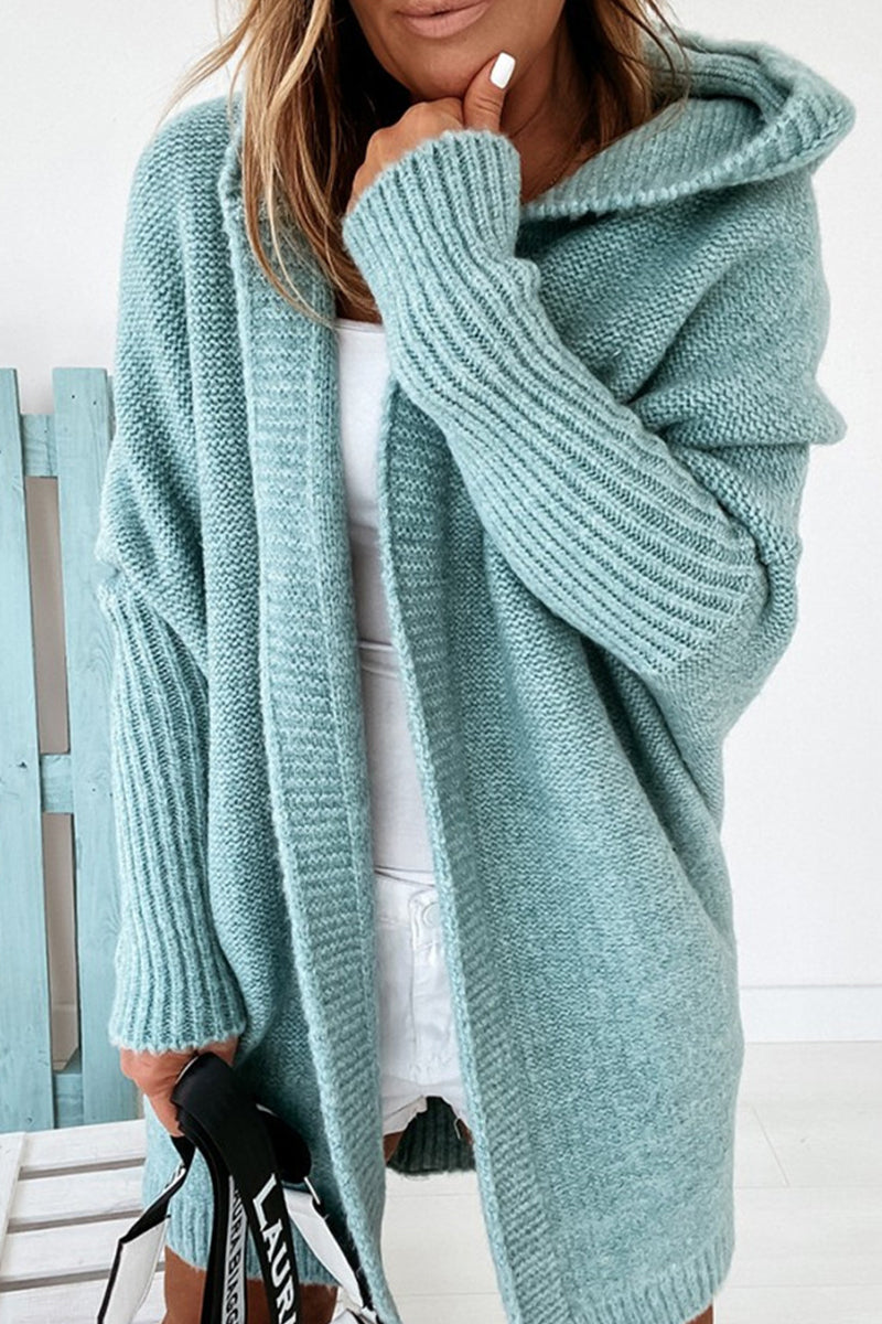 Street Solid Asymmetrical Hooded Cardigan for All Seasons