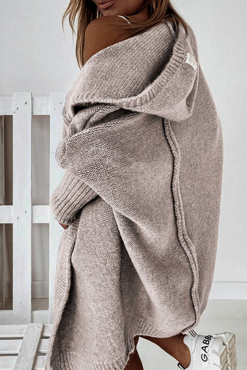 Street Solid Asymmetrical Hooded Cardigan for All Seasons