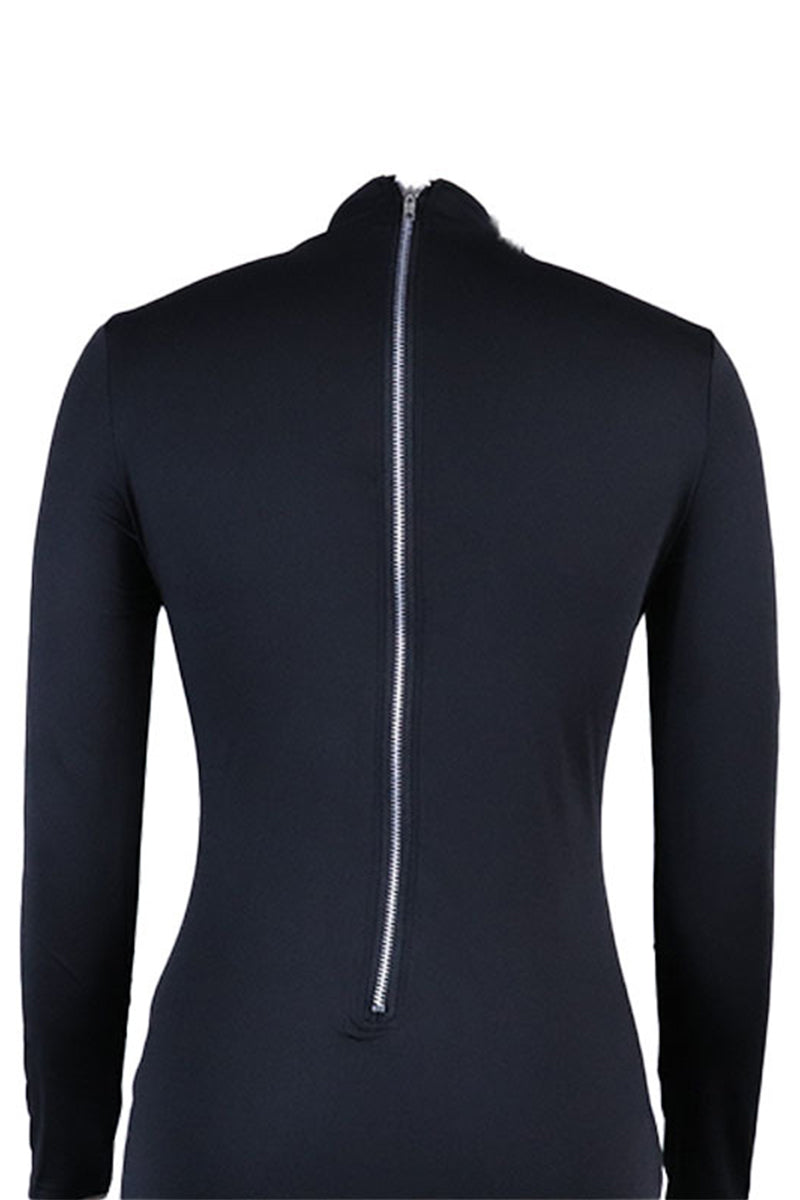 Celebrities Elegant Asymmetrical Zipper Half A Turtleneck One Step Skirt Dresses - Fashionpara