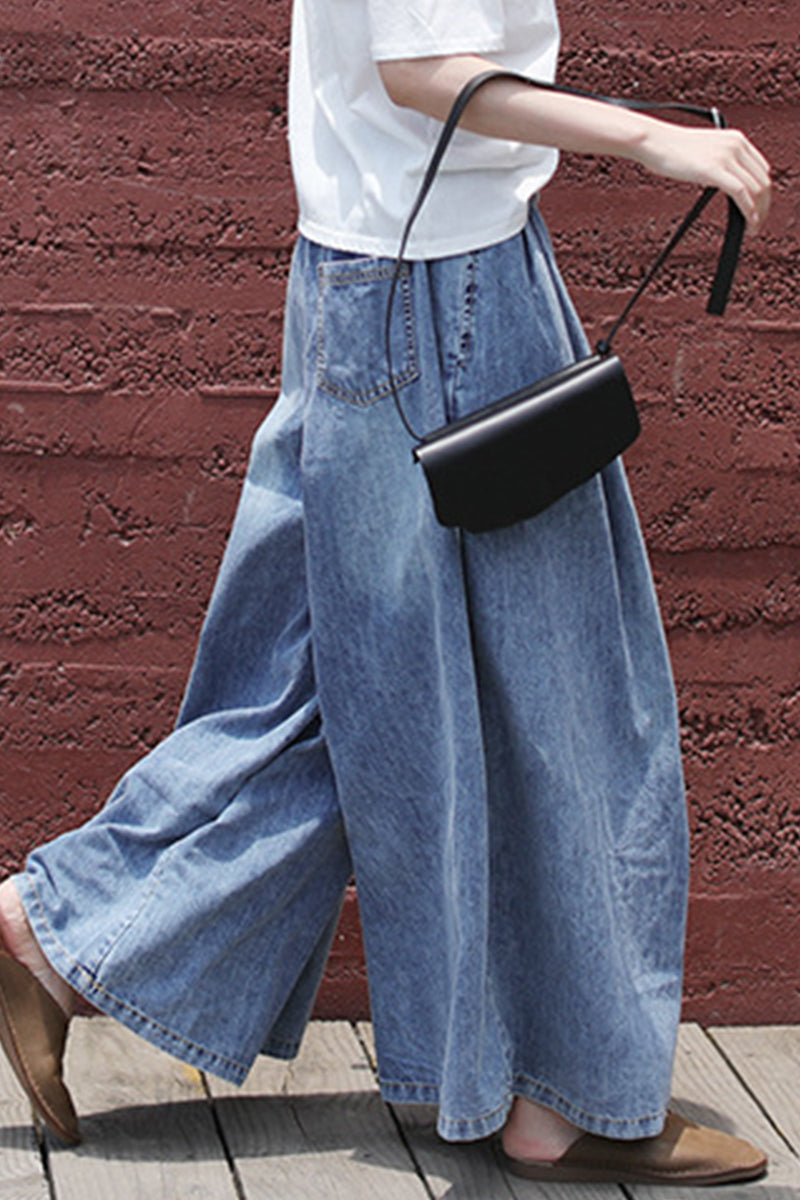 Street College Solid Frenulum High Waist Boot Cut Denim Jeans